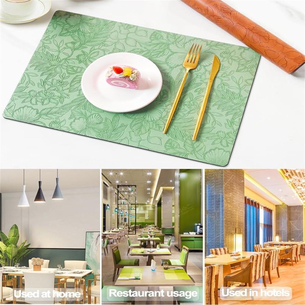 Placemats ,Floral Non-Slip Dining Table Place Mat Sets, Faux Leather Waterproof Oil-Proof Wipeable PU Place Mats,Table Mats