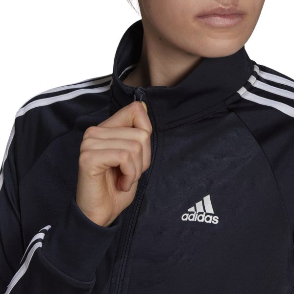 Adidas Essentials Striped Logo Print Solid Legend Ink Jacket Women Jacket H48444