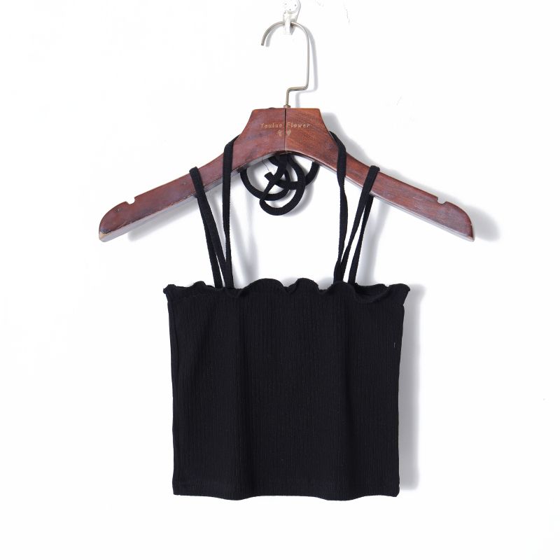 

Минималистичный однотонный завязывающийся облегающий эластичный удобный халтер Black S