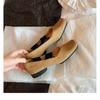Sheepskin~ Square head pig nose leather shoes elastic band ballet Mary Jane shoes women's thick heel light mouth versatile single shoes