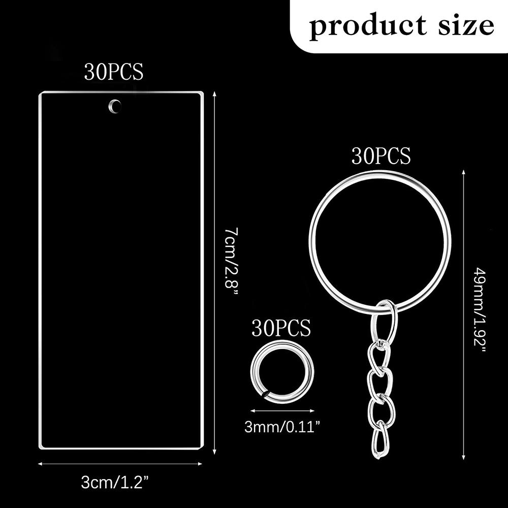 5/50pcs Handmade DIY Transparent Keychains Blank Bookmark Material Acrylic Transparent Bottom Panel Pendants