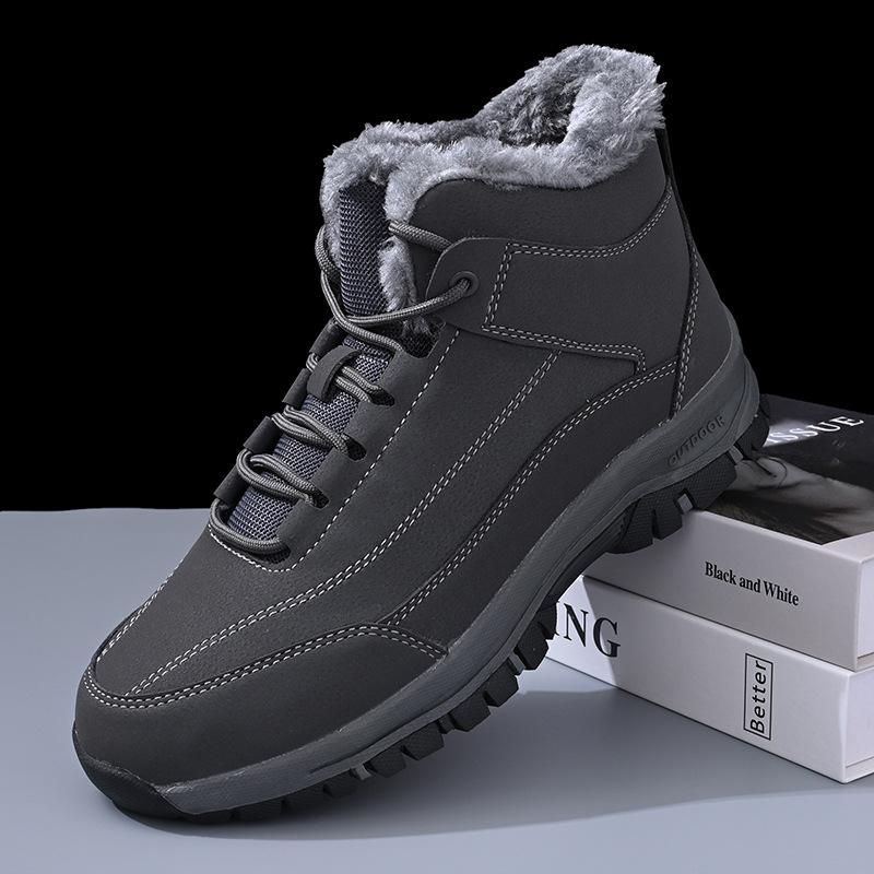 Northeast winter large cotton shoes men's velvet warm high-top waterproof and non-slip sports shoes outdoor snow boots walking shoes