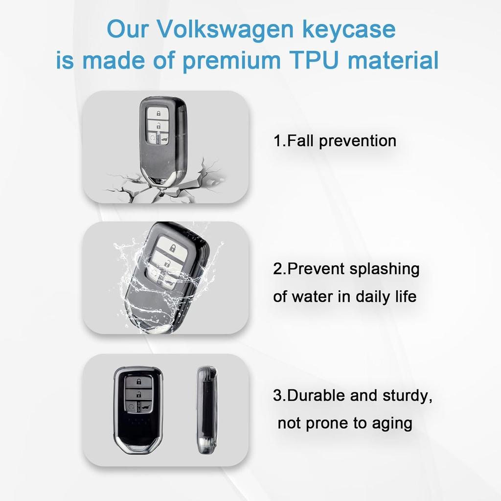 OFFWEGO Key Fob Cover for Honda Accord Civic CRV Pilot Ridgeline Odyssey Soft TPU Key Case Protection for Honda Smart Protector Remote Start Key,