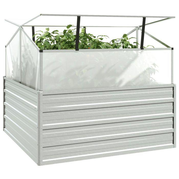 VidaXL Lit Surélevé de Jardin avec Serre Jardinière Bac à Fleurs Pot de Plantes Lit de Plantation Balcon Extérieur 316882