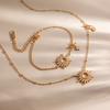 J&D Jewelry Celestial Sun Moon Star Charm Bracelet 18K Gold Plated Stainless Steel Rhinestone O Chain for Women