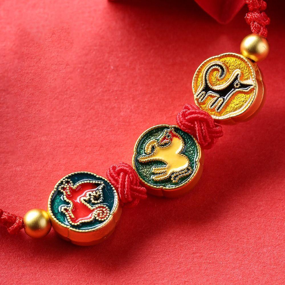 Hand-woven Good Lucky Bracelet Calabash Chinese Red Handrope Zodiac Horse Bracelet  Spring Festival
