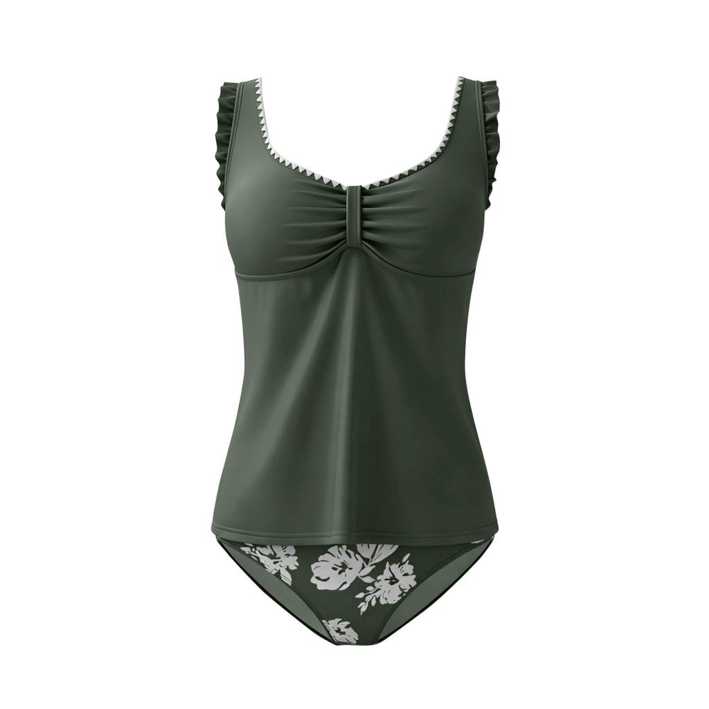 Women's Fashion Split Swimsuit Vest Top Shorts Printed Bikini With Chest Cushion Two-piece Set