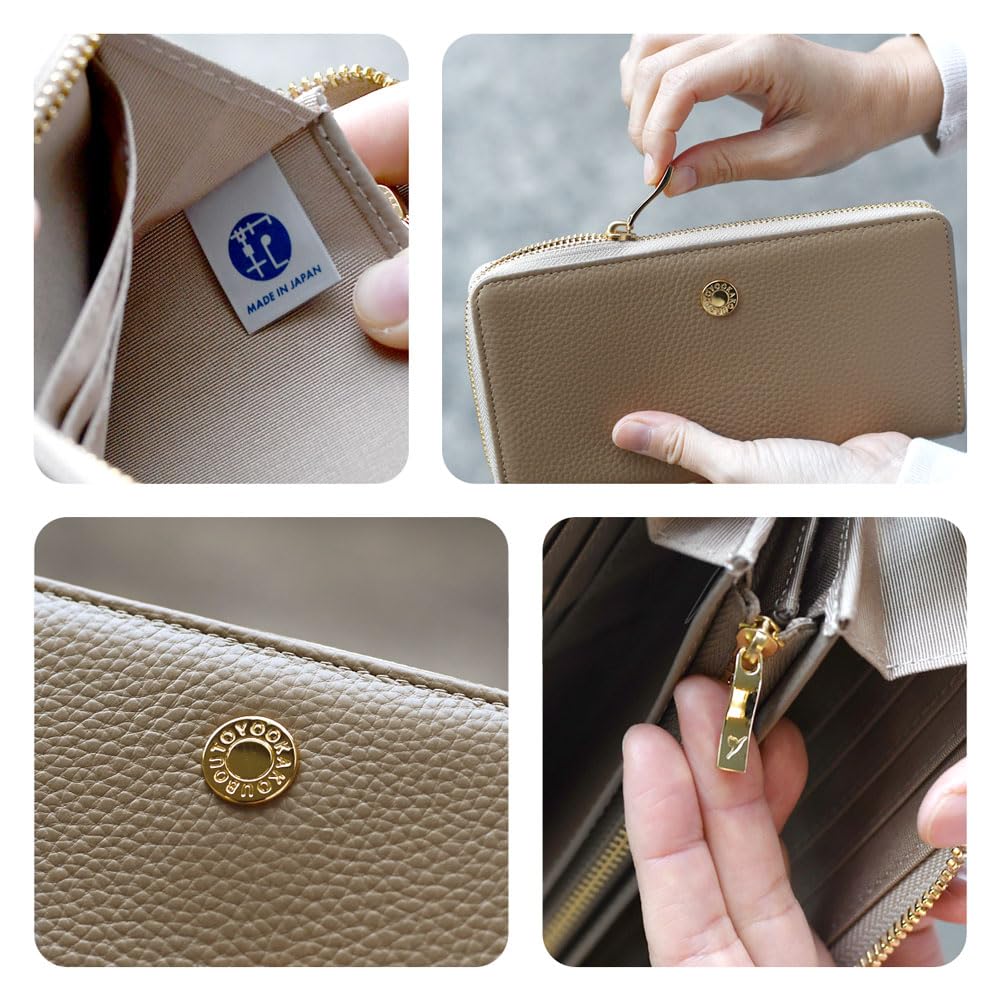 Toyooka Kobo Wallet for Men and Women, Separate Coin Compartment, Long Wallet, Genuine Leather, Made in Japan, Camel, 4193-08