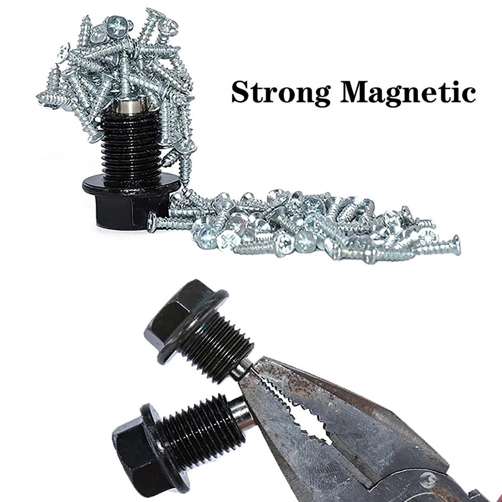 M12x1.5 M12x1.25 M12x1.75 Magnetic Oil Drain Plug Gearbox Oil Sump Drain Plug Nut Aluminum with Crush Washer Gaskets