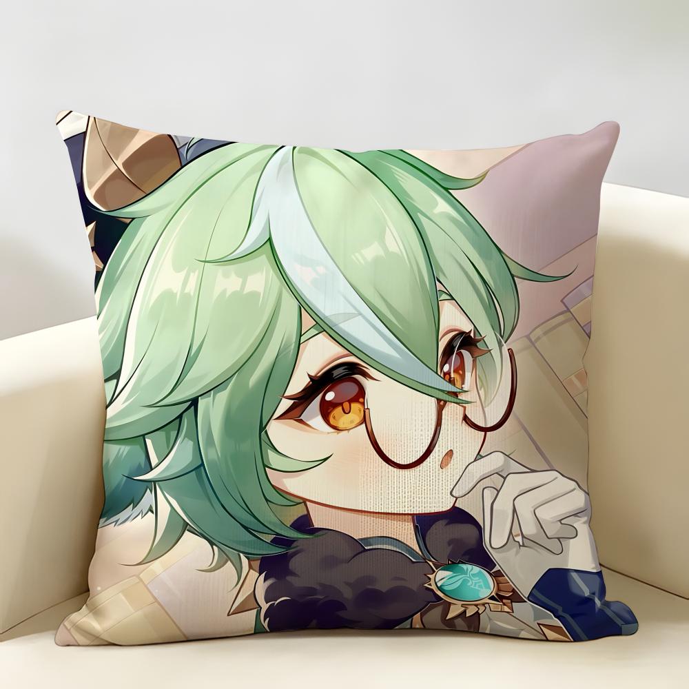 Sucrose Genshin Game Cushion Cover Natural Linen Organic Fabric DoubleSided Printing Room Sofa Decor Pillow Case