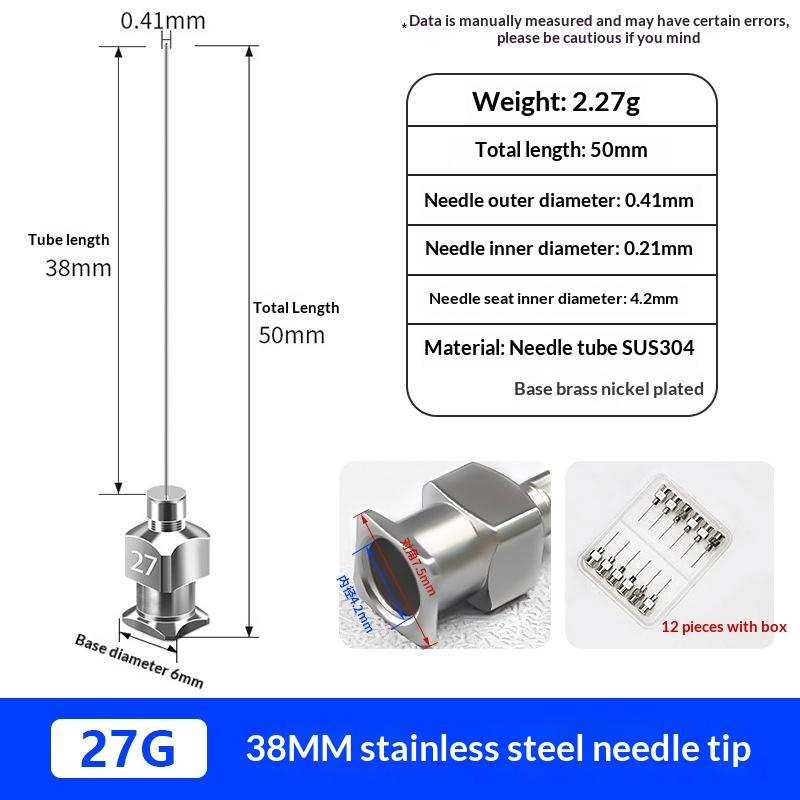 38mm Glue Needle Tube 1.5 Inch Metal Dispensing Nozzle for Thick Liquids Flexible Use for Home Improvement Projects