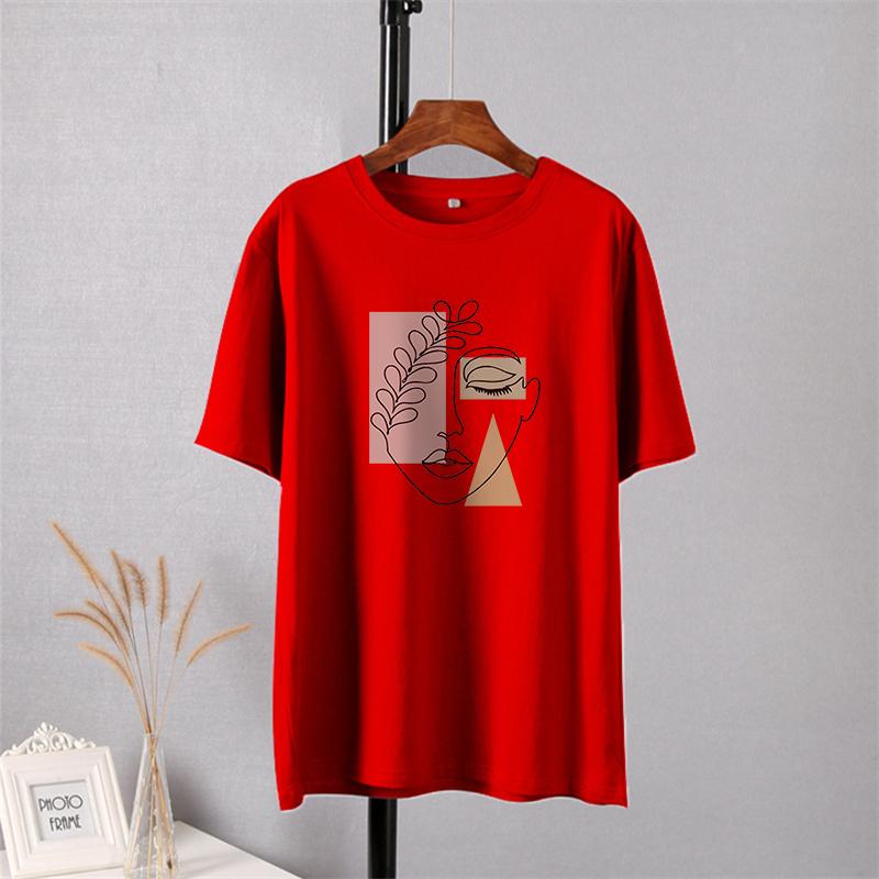 Shellsuning-Camiseta con estampado estético de gran tamaño para mujer, ropa de calle sencilla de manga corta a la moda, camisetas suaves, Tops artísticos básicos de algodón 100% para mujer