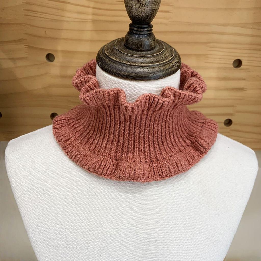 Dongdaemun Ruffle Knit Faux Collar - Woolen Neck Warmer