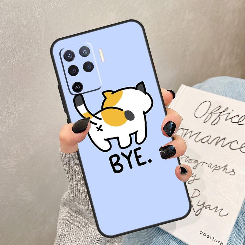 Cute Cartoon Cat Case For Oppo A54 A74 A94 A17 A57 A77 A76 A16 A96 A18 A60 A80 A40 A38 A58 A78 A98 A15 A5 Pro