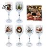 Decorative Glassware for Christmas Theme Stemmed Glass Goblet, Hand Painted Santa Snowman Sock Unique Gift Family Wreath Wine Glass, Holiday