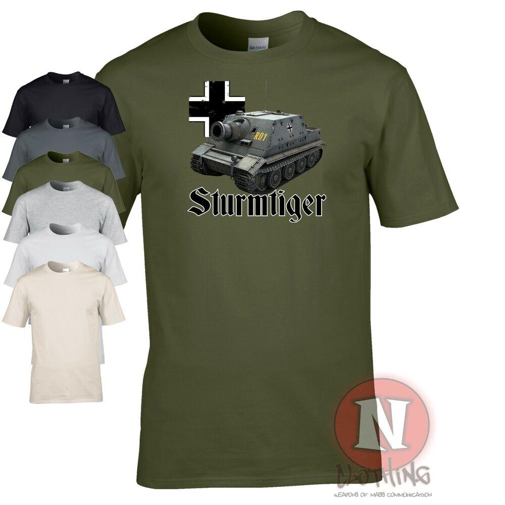 Sturmtiger Camiseta WW2 Alemán Militar Armadura Mundo Tigre 1 Asalto Pistola