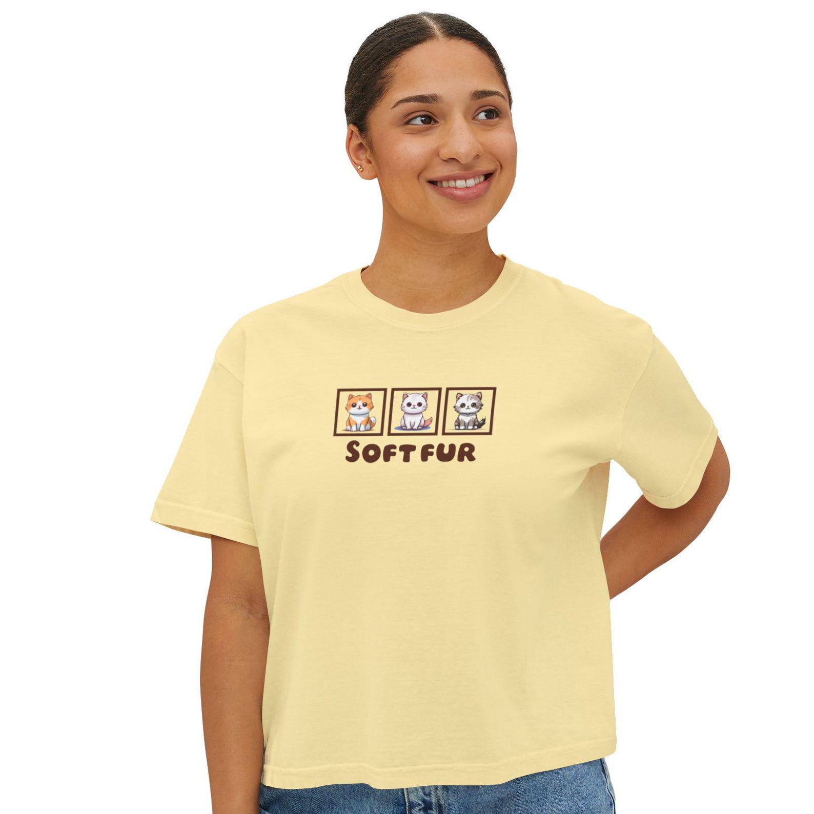 Women s Boxy Tee | Soft Fur Cats tee S
