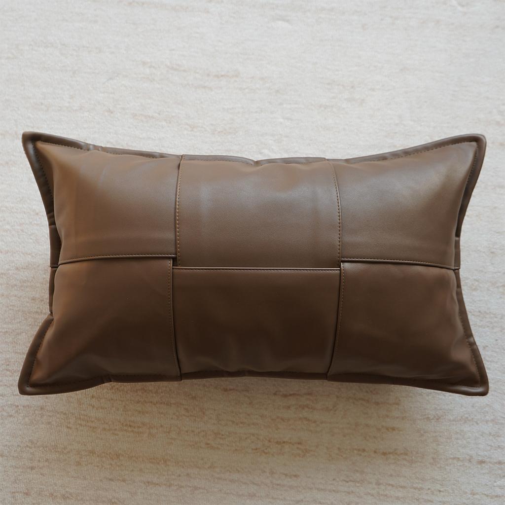 High-end Luxury Cushion Cover Striped PU Sofa Throw Pillow Cover Backrest Bedside Cushion Lumbar Support Throw Pillowcover 2026