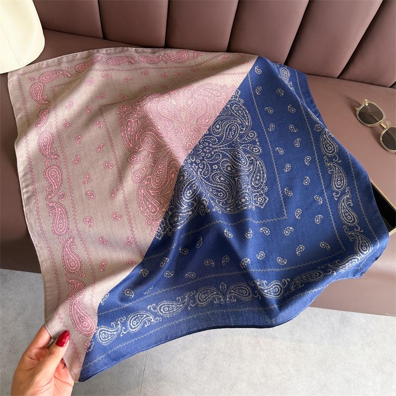 New Cashew Print Female Neck Scarf Cotton Linen Feeling Women Hair Scarves Foulard Head Band Shawls Wraps Neckerchief Bandana