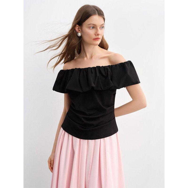 Single bunch of Plus size women s clothing [Snow Top Rose] collar Tops 2025 summer new Elegant Plus Size Ladies Work Clothing shirt Elegant Black (Top) 1 piece