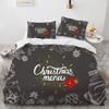 Merry Christmas Printed Duvet Cover Set For Kids Teen Christmas Gift Party Polyester Bedding Set With Pillowcase King Queen Size