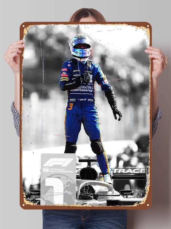 Daniel Ricciardo Plakaty Wyścigowe F1 Metalowe Znaki Dekoracja Wystrój Salonu Mężczyźni Niestandardowe Blaszane Tabliczki do Dekoracji Ścian