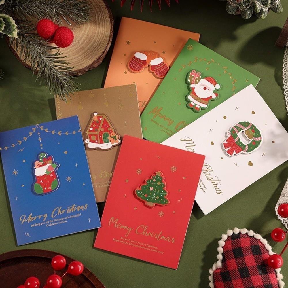 10pcs 3D Merry Christmas Greeting Cards DIY Greetings Postcard Creative Blessing Cards New Year
