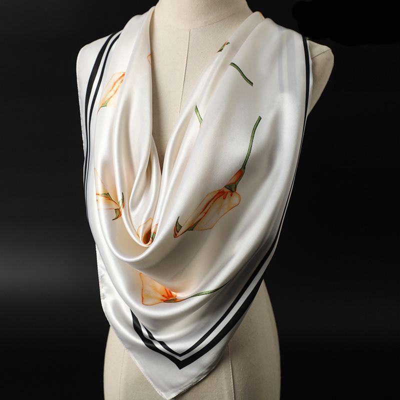 Vielseitiger Frühlings- und Herbstmode Dünner eleganter Damen-Seidenschal Atmungsaktiver Halsschal für Outdoor