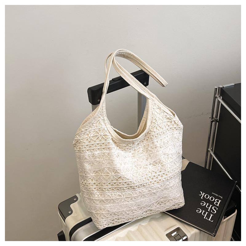 

Niche gentle wind casual vacation lace woven bag women s new highvalue small fresh tote bag белый
