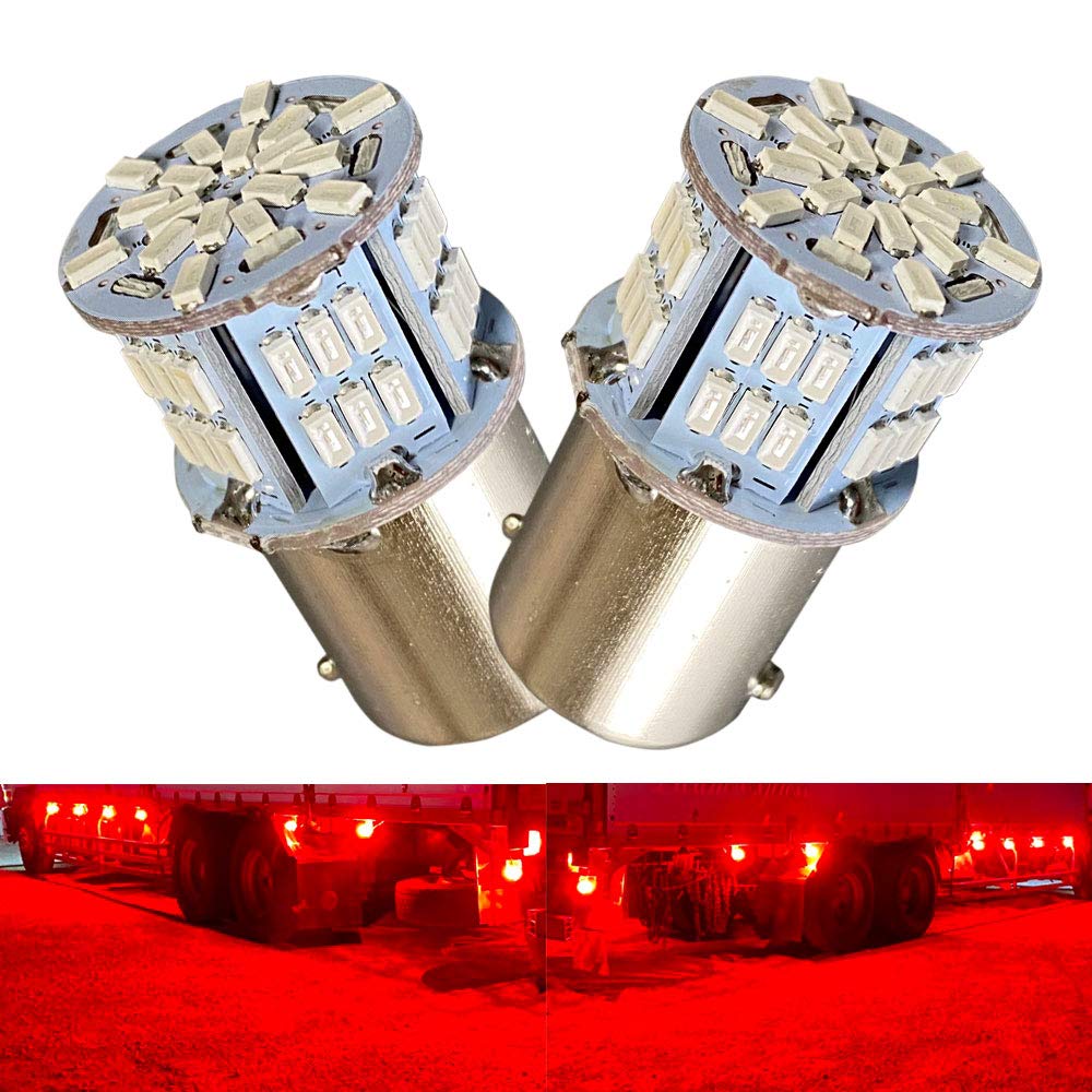 Discover winds Ultra Bright S25 G18 Single 24V Motorcycle to Truck! 3014 54SMD LED Bulb, Red, 2 Pack