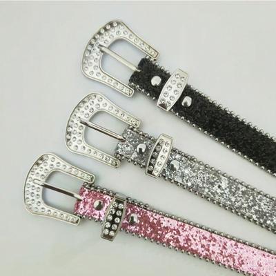 Edge Bead Wide Belt Women's Fashion Versatile Belt Sequined Belt Women's High-end Belt Women