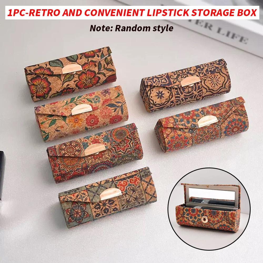 

6 pcs/3pcs/1pc- Simple retro lipstick storage box with mirror - Small and convenient - Essential storage box for carrying lipsti S