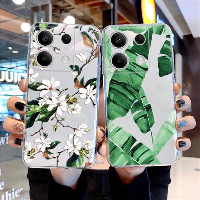 Funda de silicona suave transparente con estampado de flores para Xiaomi Redmi Note 13 Pro Poco Samsung A55 A54 A34 A15 S24 M35 iPhone 11 12 13 14 15 Funda a prueba de golpes