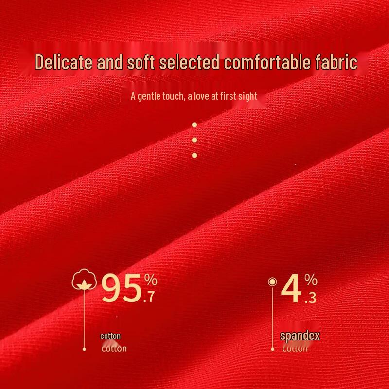 LANGSHA Women's Lucky Red 7A Antibacterial Cotton High-Waist Underwear 4-Pack