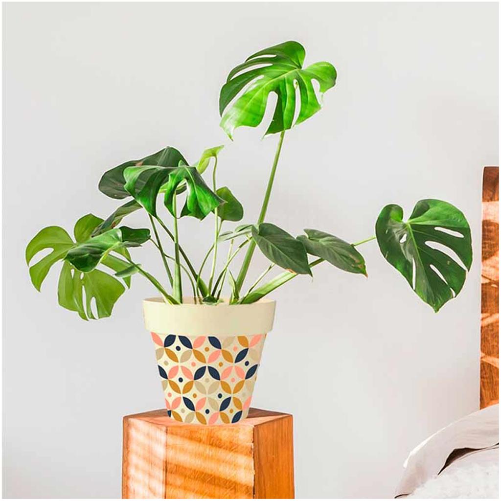 Les Trésors De Lily [Q6391] - Bambuspflanzgefäß 'Boho' rosa braun marine beige - 17x18 cm