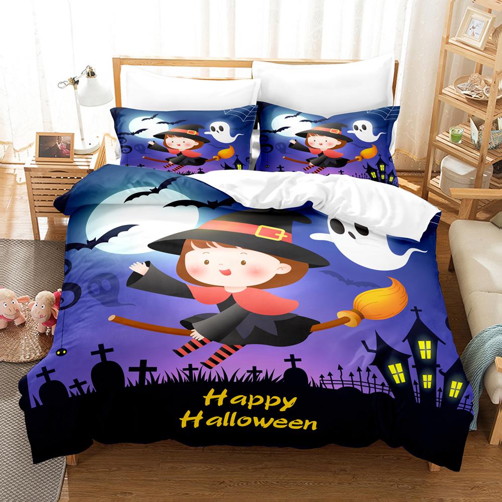 Happy Halloween Bedding Set 3D Digital Printing 2-3 Piece Set (No Core) Suitable for Bedroom Duvet Cover Set Halloween Decor