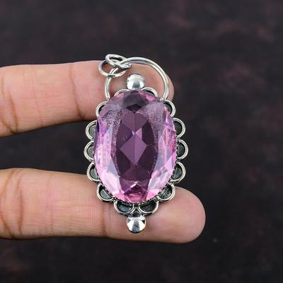 Faceted Pink Kunzite Pendant Dainty Gemstone Pendant 925 Sterling Silver Pendant Handmade Pendant Silver Jewelry Gift For Her Unique Pendant