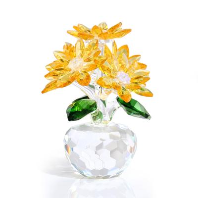 K9 Crystal Yellow Lotus Flower Figurine, a Popular Gift for Women, Perfect As a Birthday Gift, Retirement Gift, or Gift for a Girlfriend, Wife, or