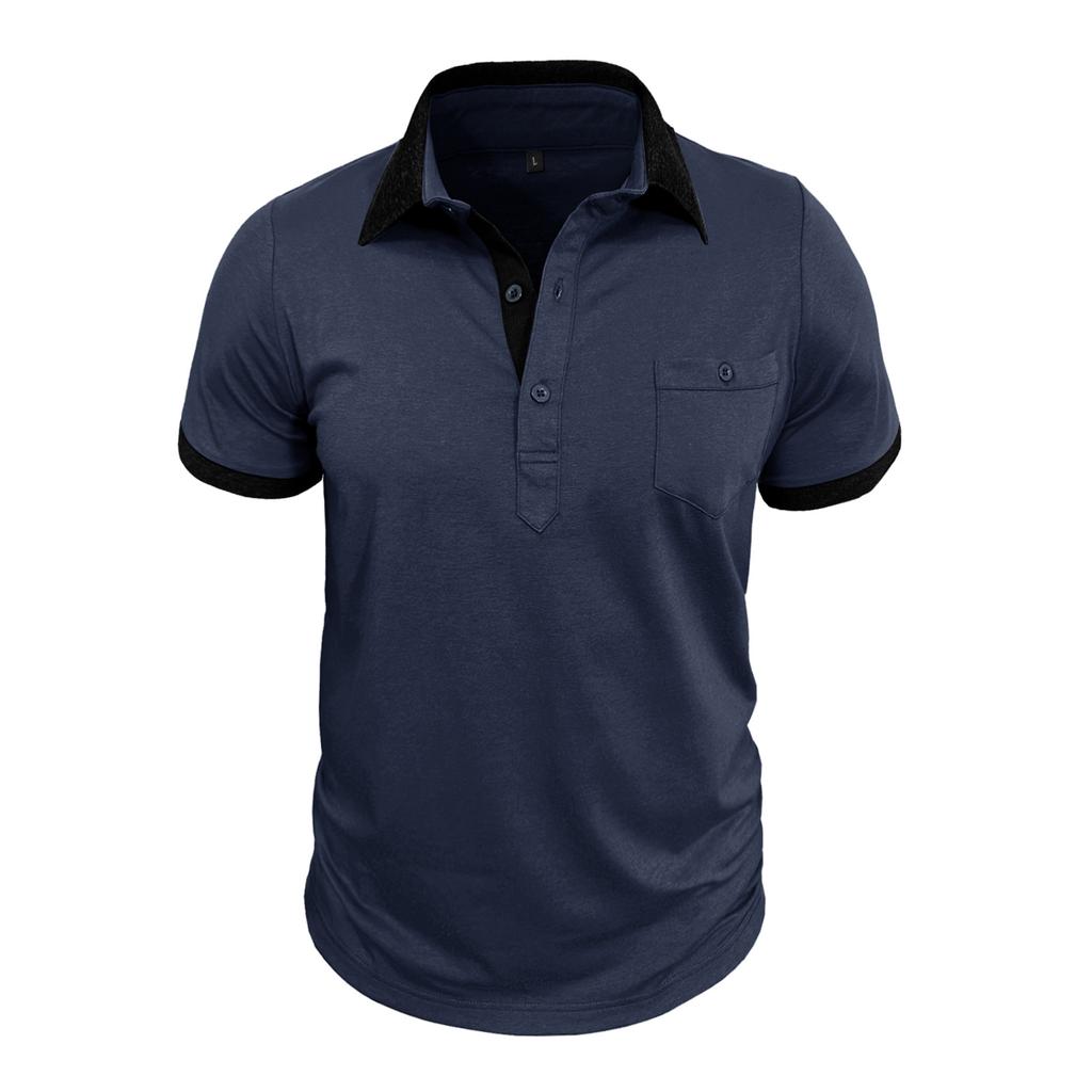 Men's Short Sleeve Polo Shirt Color Block Collar Button Up T-Shirt Daily Streetwear Business Casual Polos