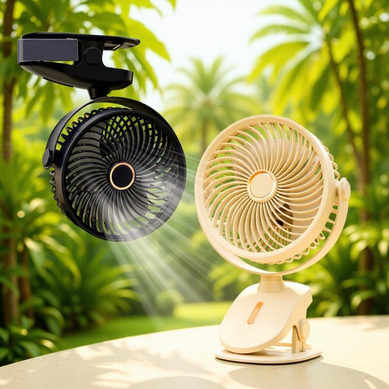 Rechargeable Silent USB Clip Fan with Night Light - 6" & 8" for Dorm or Office Desk