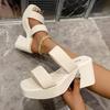 Punk Style Chunky High Heels Platform Sandals Women Open Toe Slip On Stretch Ankle Strap Summer Shoes Female Zapatos Mujer 41 42