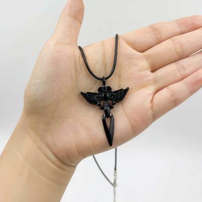 Gotycki Punkowy Krzyż Skrzydła Miecz Wisiorek Naszyjnik - Unisex Street Fashion