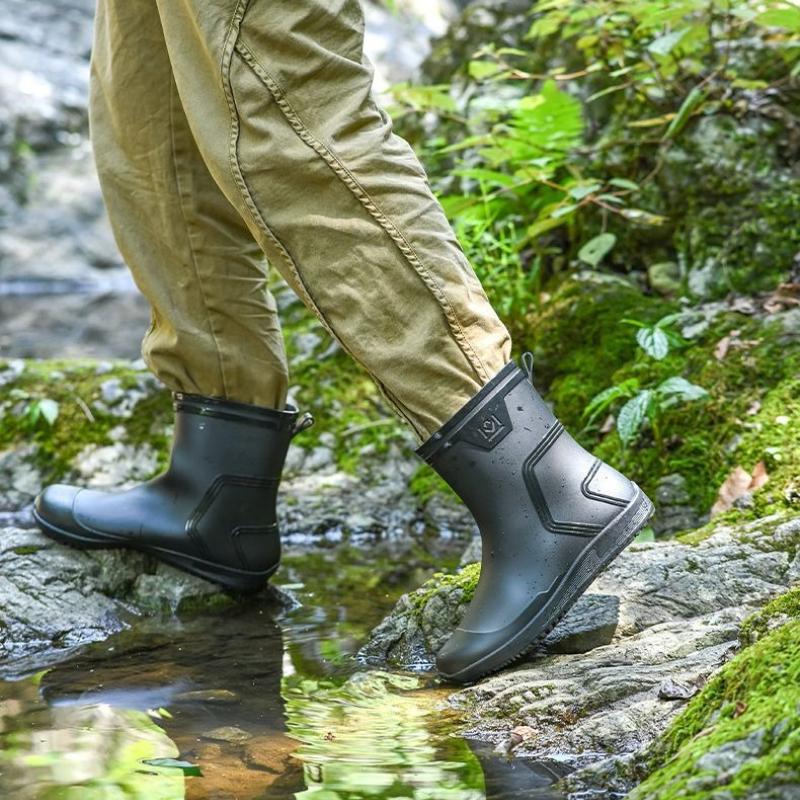 Mid Calf Spring Autumn Farming Men's Rain Boots Original Garden Adult Waterproof and Non-slip Teenagers Wide Toes Gum Male Shoes