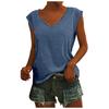 Women's Casual V-Neck Loose Fit T-Shirt Solid Color Cap Sleeve Blouse Tank Tops