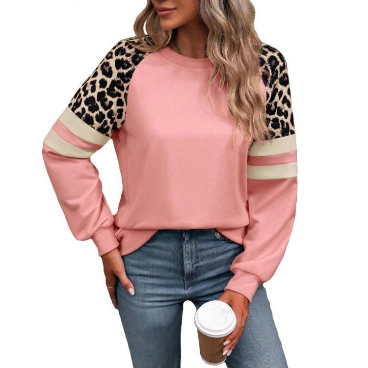 Women's Multi color Leopard Print Long Sleeve Loose Sweatshirt New Autumn Winter Style