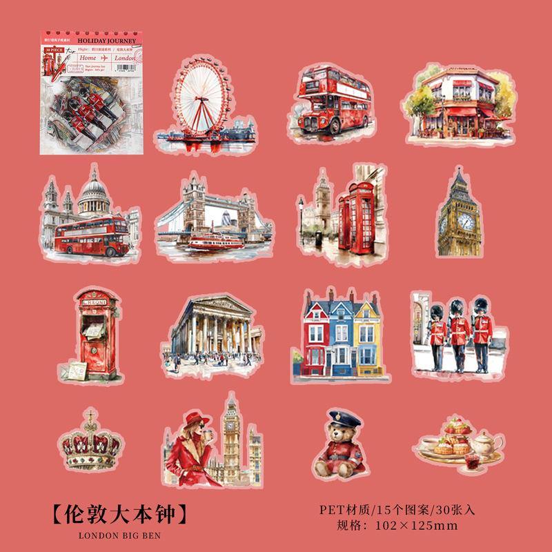 PET Architecture Material Sticker Pack Holiday Journey Series Journal DIY for Scrapbook Craft Creative Supply