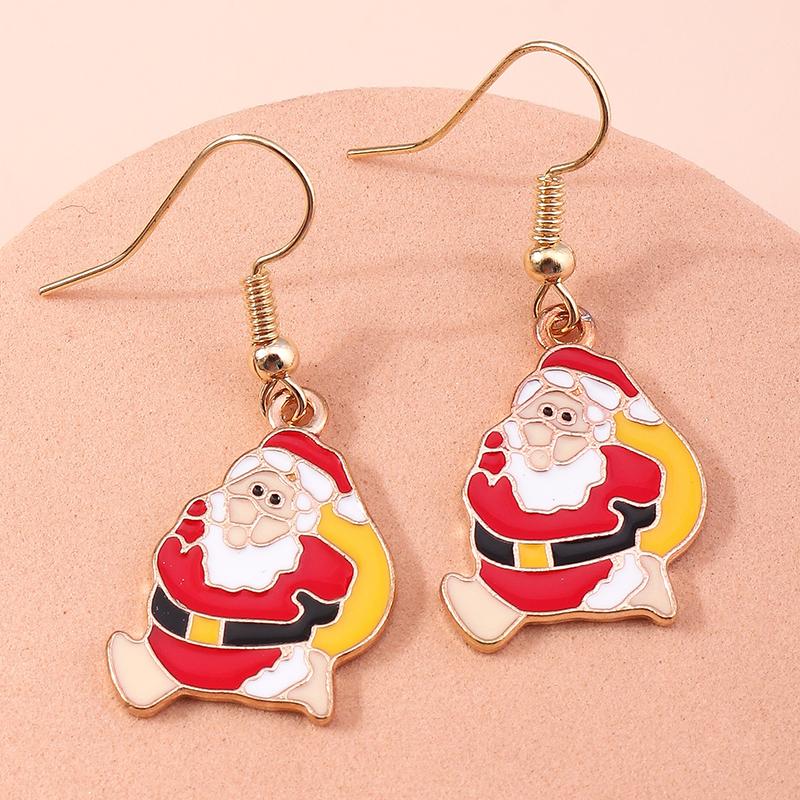 Fashion Merry Christmas Wreath Circle Hoop Earrings for Women Girls New  Party Festival Jewelry Gifts