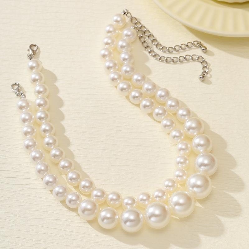 Jewelry Exaggerated Large Pearl Temperament Choker Versatile Light Luxury Collarbone Chain Multi-layer Beaded Necklace Female