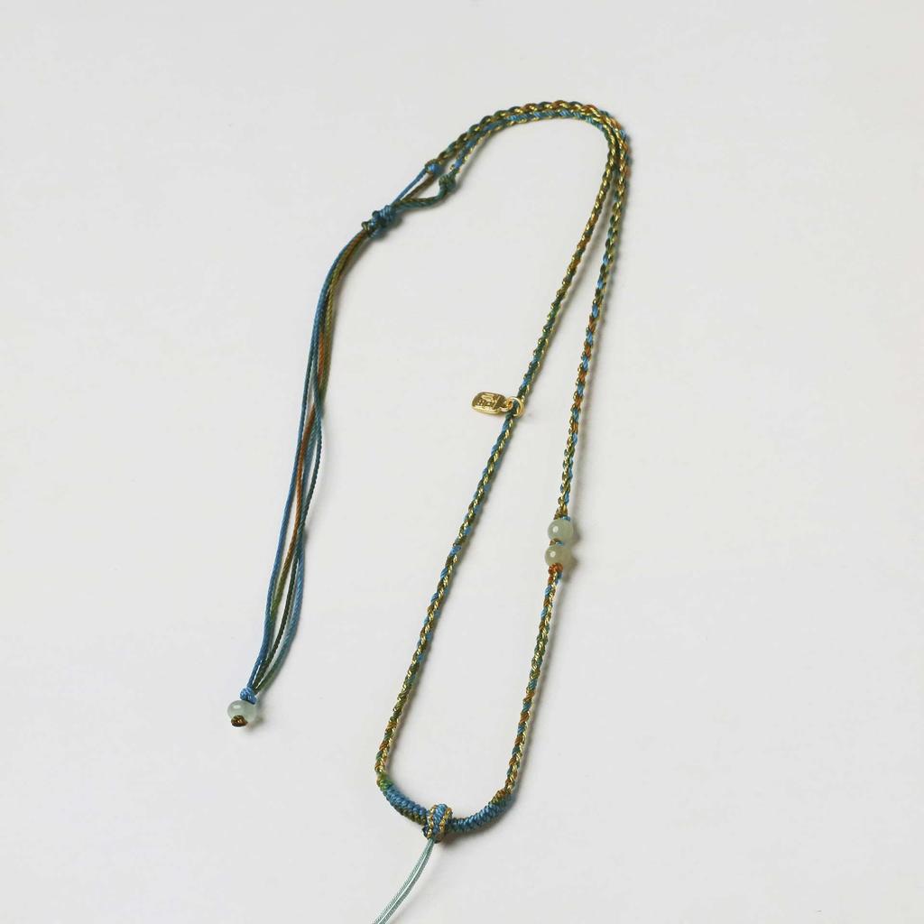 Eight Treasures Hand-Woven Jade Pendant Necklace with Compass Charm and Peace Buckle