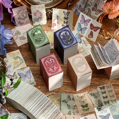 4 Style 360 Sheets/book Material Book Retro Collector's Series Ins Flower Butterfly Simple Handbook Base Decoration Paper